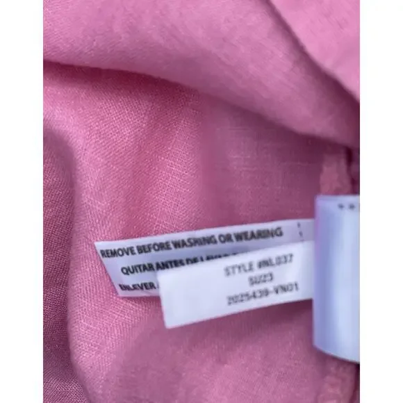 MADEWELL Linen Square Back Crewneck Top Short Sleeve Shirt Light Pink size XL - Picture 15 of 16